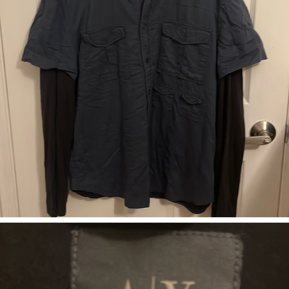 Armani Exchange - Button-Up/Built-In Long Sleeve T-Shirt